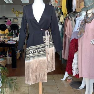 Fringe blazer black and gold